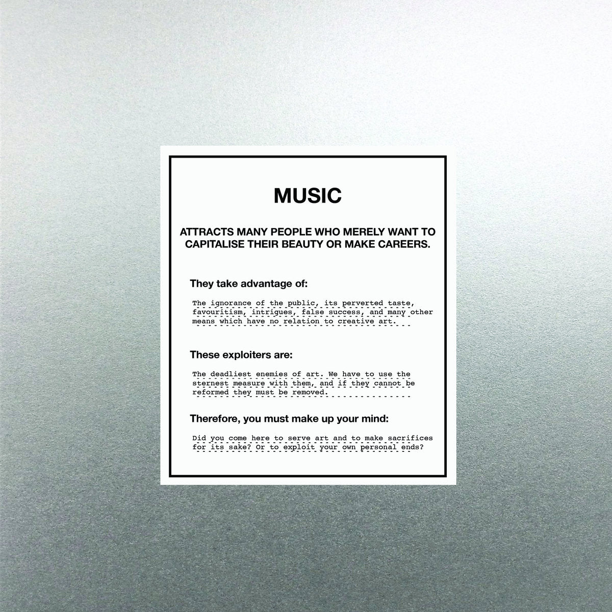 Mark –  So You Betrayed The Creative Arts For Your Own Personal Ends [LP]
