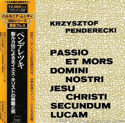 Krzysztof Penderecki – Passio Et Mors Domini Nostri Jesu Christi Secundum Lucam [USED 2LP]