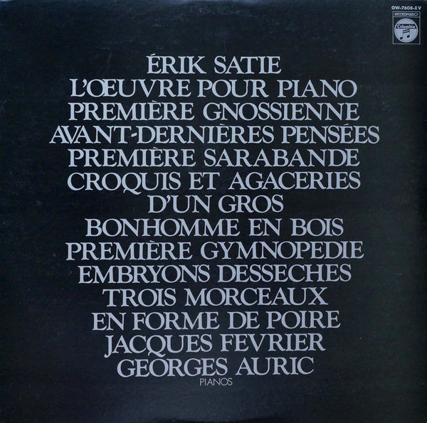 Erik Satie – L'œuvre Pour Piano [USED LP]