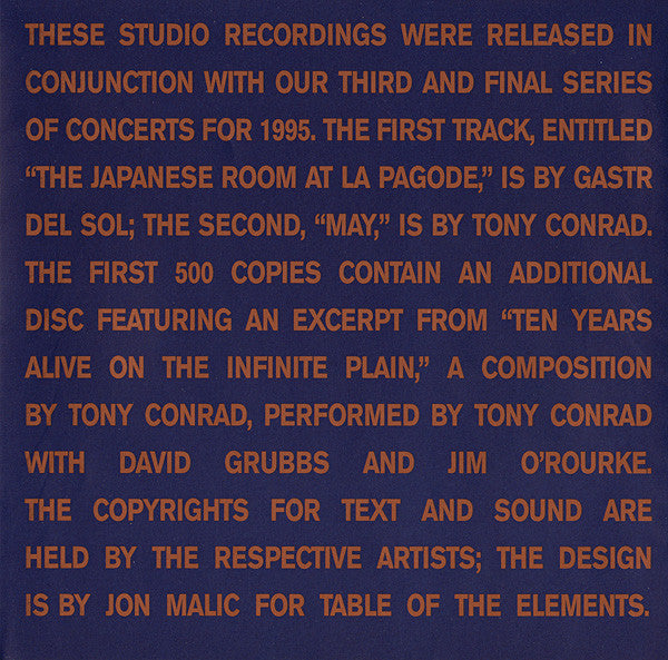 Gastr Del Sol / Tony Conrad – The Japanese Room At La Pagode / May [USED 2x7"]